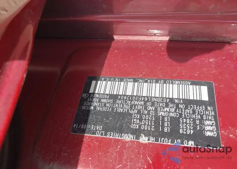 2015 Subaru Legacy 3.6R Limited z USA, uszkodzony, nr VIN 4S3BNEL64F3012604